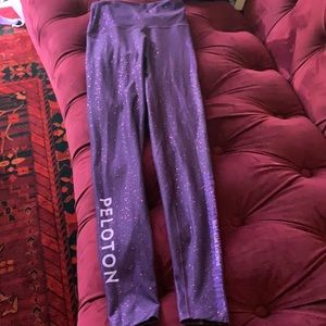 Peloton reversible purple leopard sparkle leggings